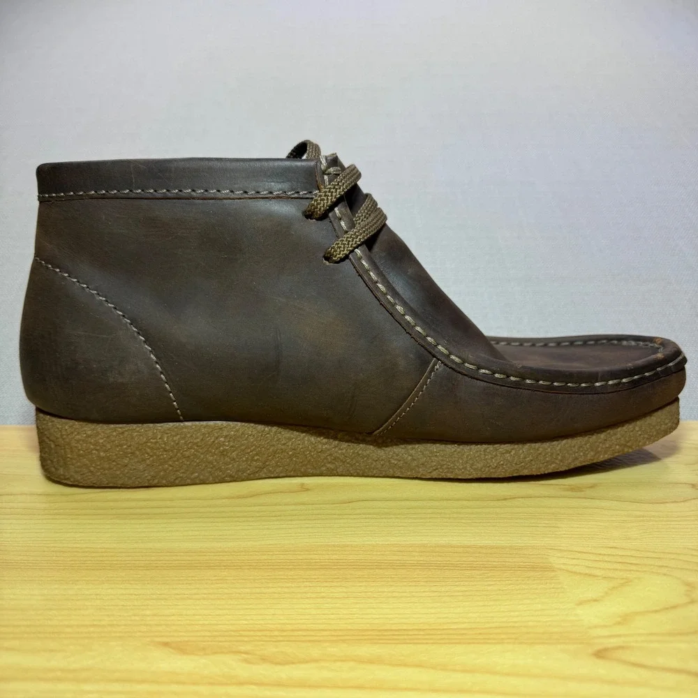 Clarks Mens Wallabee Chukka Leather Boots Dark Brown Size 12